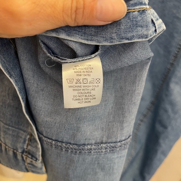 New Induldge W/ Style Denim Jean Dress Western Lightweight Button Down Maxi - Picture 9 of 10